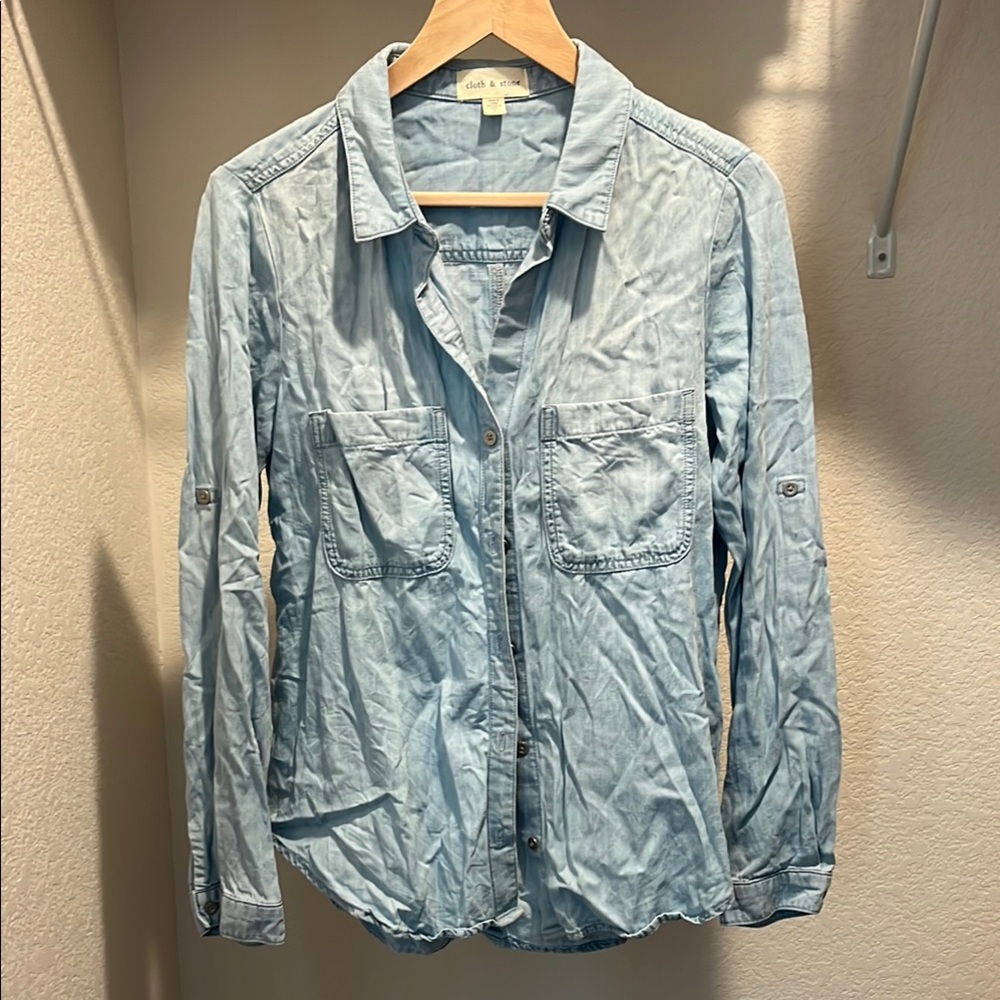 Cloth & Stone Blue Button Down Shirt Relaxed Fit